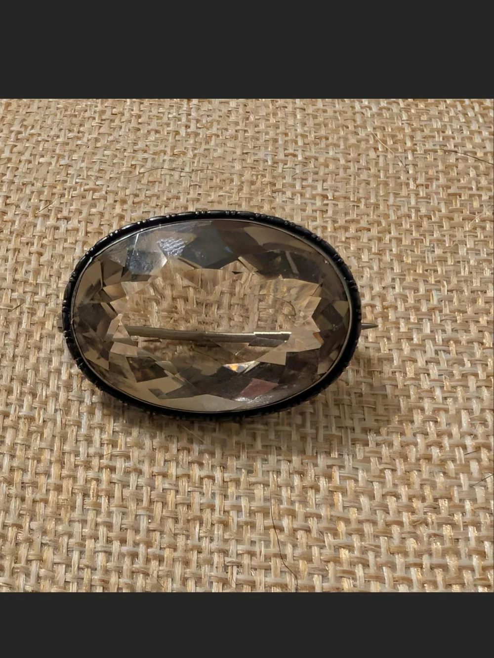 Antique Victorian Brooch, Smoky Quartz, Sterling Silver, Edwardian Rock Crystal